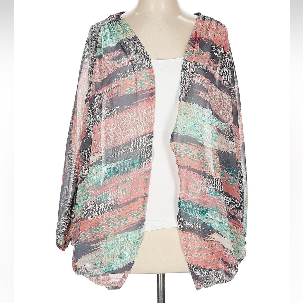 Vintage Torrid Sheer Kimono Cardigan Cover Up Aztec Boho Western Size Large L 0
